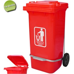 Κάδος πλαστικός σκουπιδιών 120lt με καπάκι, ρόδες & πεντάλ Κάδοι απορ/των πλαστικοί