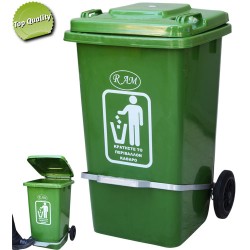 Κάδος πλαστικός σκουπιδιών 120lt με καπάκι, ρόδες & πεντάλ Κάδοι απορ/των πλαστικοί