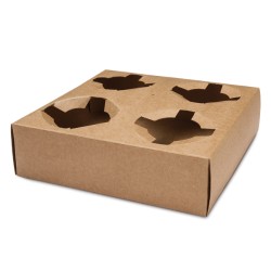 Ποτηροθήκη χάρτινη craft 4θέσεων Μιας χρήσης αναλώσιμα