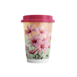 Ποτήρι 14oz διπλότοιχο pink 25τ Ποτήρια χάρτινα