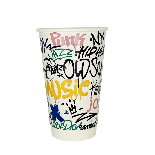 ΠΟΤΗΡΙ ΔΙΠΛΟΤΟΙΧΟ 16oz GRAFFITI 25τ Ποτήρια χάρτινα